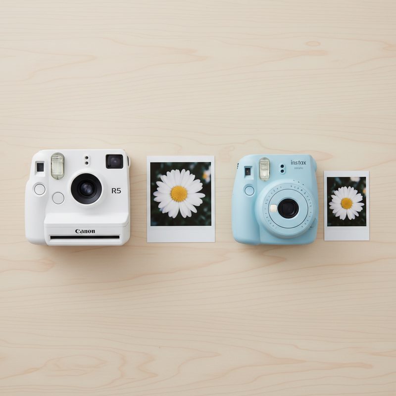 Different instant film formats and border styles compared side by side